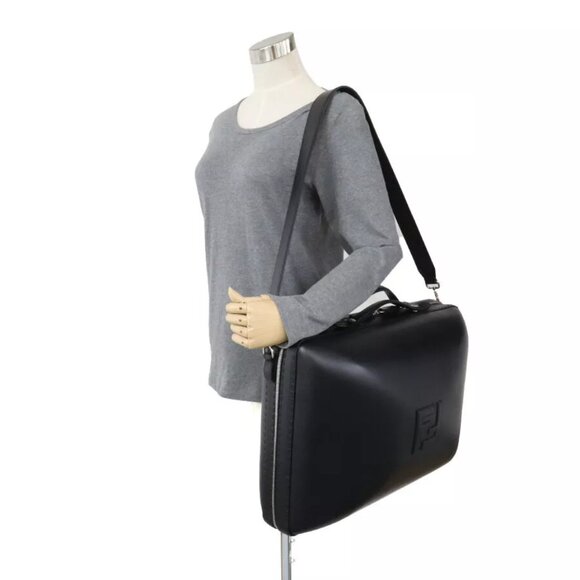 Auth FENDI Large Suitcase Boston bag black leather - Picture 2 of 15
